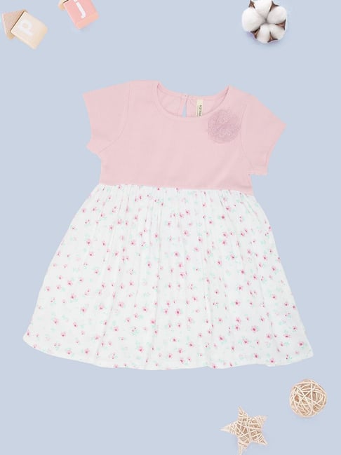 Pantaloons Baby Girls Pink Dogwood Floral Dress