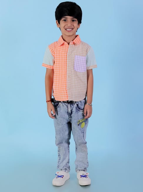 The Mom Store Boys Multicolor Cotton Chequered Shirt