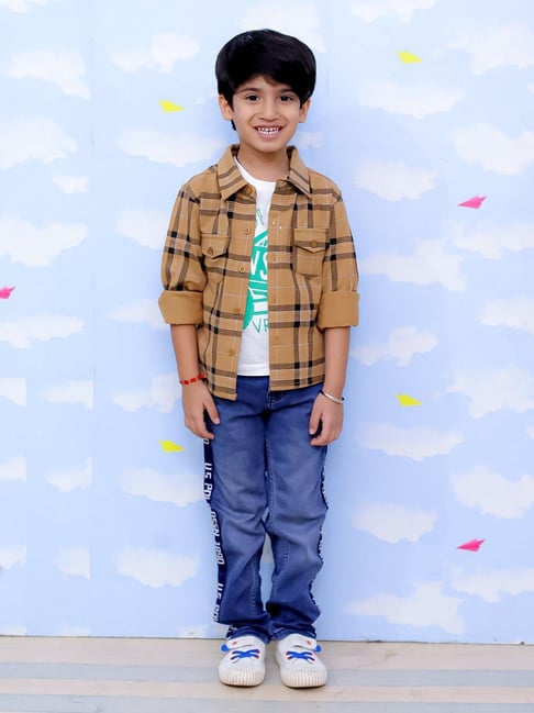 The Mom Store Boys Multicolor Cotton Shirt