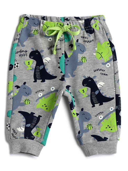 Chicco Boys Light Grey Regular Fit Printed Trousers