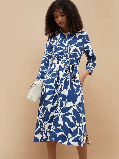 Fame Forever By Lifestyle Dark Blue Regular Fit Printed Dress-picture-39