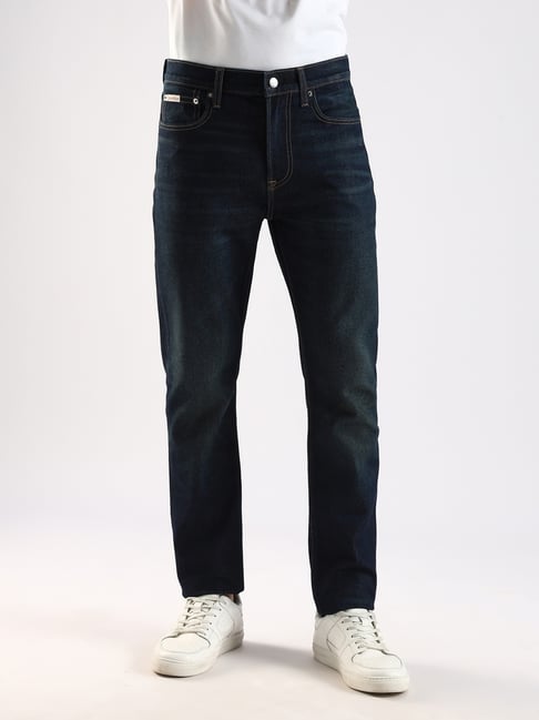 Calvin Klein Jeans Navy Cotton Tapered Fit Jeans-picture-21
