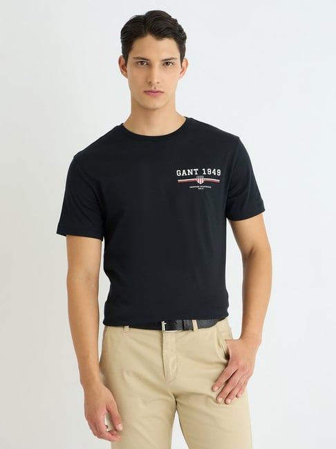 GANT Black Regular Fit Printed T-Shirt-picture-23