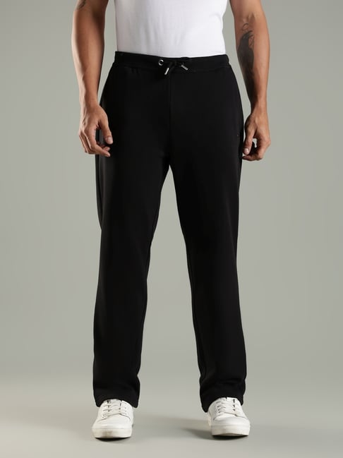 Tommy Hilfiger Black Cotton Straight Fit Trackpants-image-10