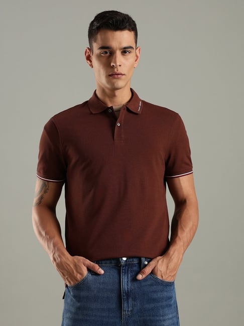 Tommy Hilfiger Brown Cotton Regular Fit Polo T-Shirt-picture-20