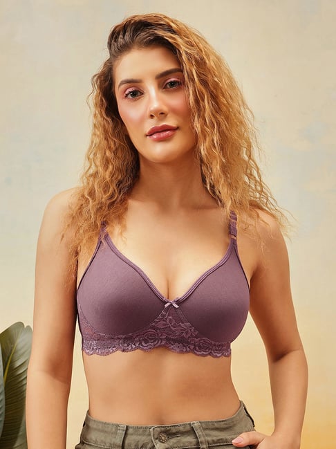 clovia purple non-padded wireless bra
