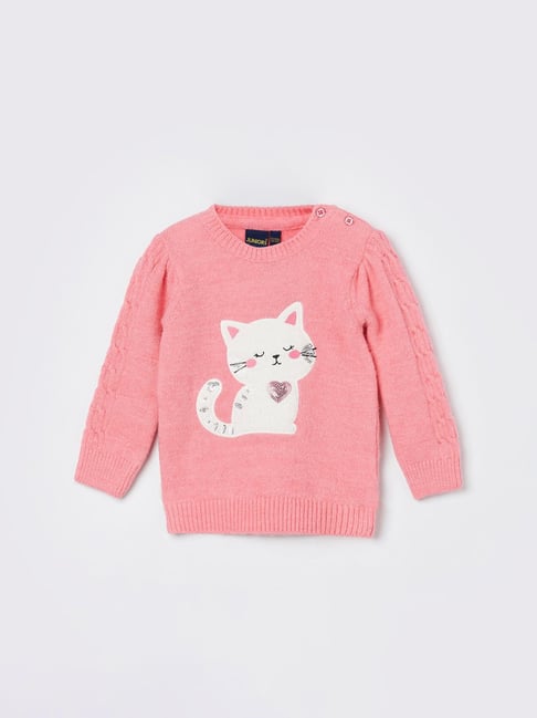 Juniors by Lifestyle Girls Peach Embroidery Sweater-picture-15