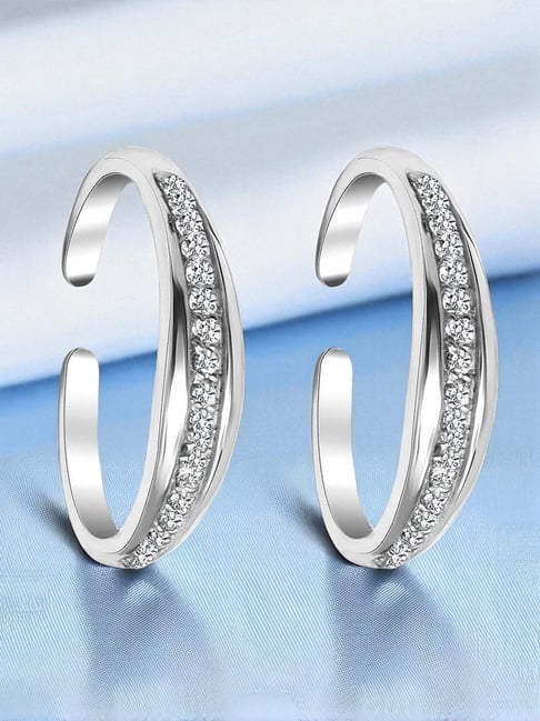 Taraash 925 Silver Heart Detailing Toe Ring for Women