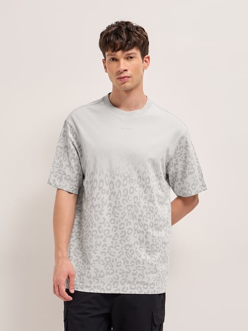 The Bear House Grey Cotton Oversized Animal Printed T-Shirt-picture-35