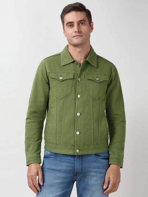 Peter England Green Cotton Regular Fit Denim Jacket-picture-27