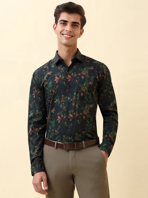 Allen Solly Green Cotton Slim Fit Printed Shirt-picture-35