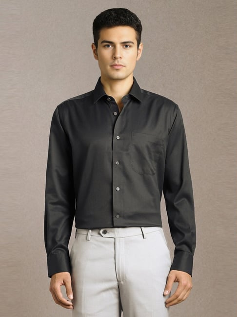 Louis Philippe Black Cotton Regular Fit Shirt-picture-34