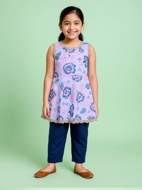 KiddoPanti Girls Multicolor Cotton Printed Suit Sets-picture-25