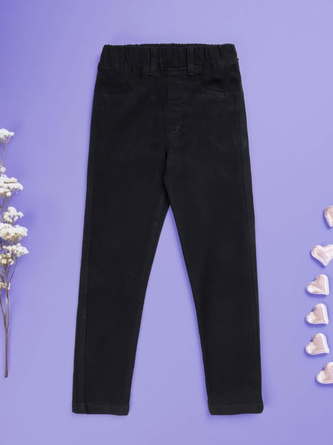 KiddoPanti Girls Black Denim Jeggings-picture-30