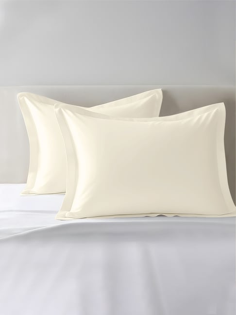 Pizuna New ivory Cotton Pillow Covers - Set of 2