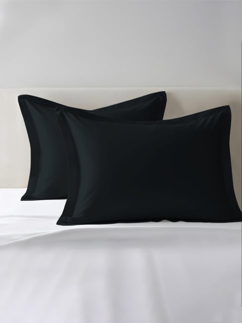 Pizuna Black Cotton Pillow Covers - Set of 2