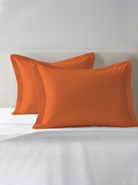 Pizuna Burnt Orange Cotton Pillow Covers - Set of 2