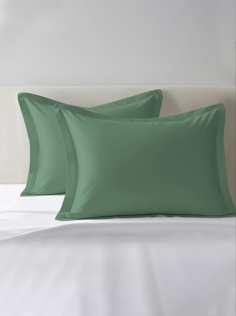 Pizuna Hedge Green Cotton Pillow Covers - Set of 2