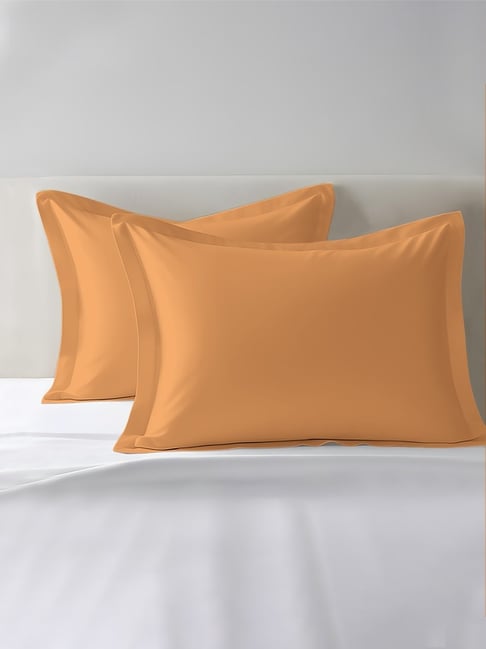 Pizuna Apricot Orange Cotton Pillow Covers - Set of 2