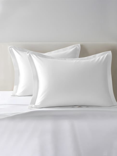 Pizuna White Cotton Pillow Covers - Set of 2