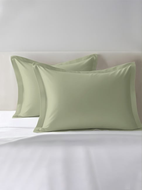 Pizuna Light sage Cotton Pillow Covers - Set of 2