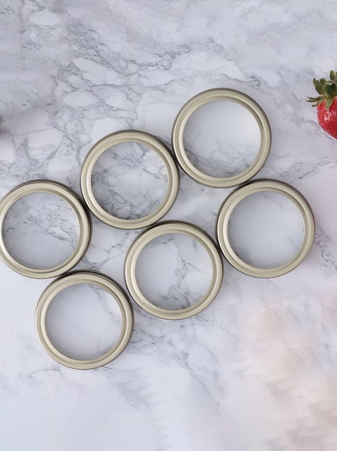 Kilner Gold Alloy Steel Preserve Jar Replacement Screw Bands - Set of 6