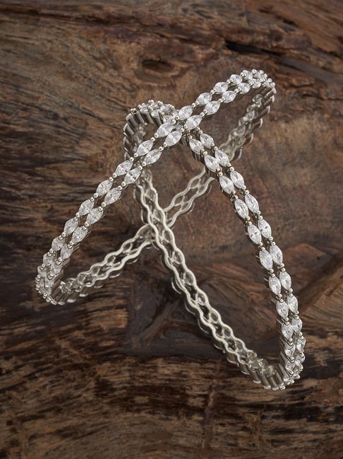 Kushal's Fashion Jewellery White Rhodium Polished Zircon Bangle for Women-picture-36