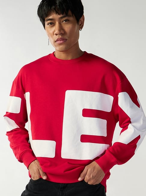 Bewakoof Salsa Red Printed Relaxed Fit Sweatshirt-picture-12