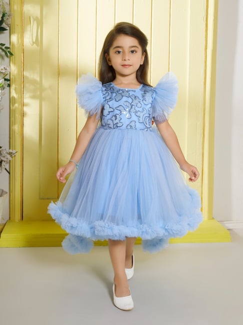 Ministitch Girls Blue Sequence Regular Fit Party Dress-picture-44