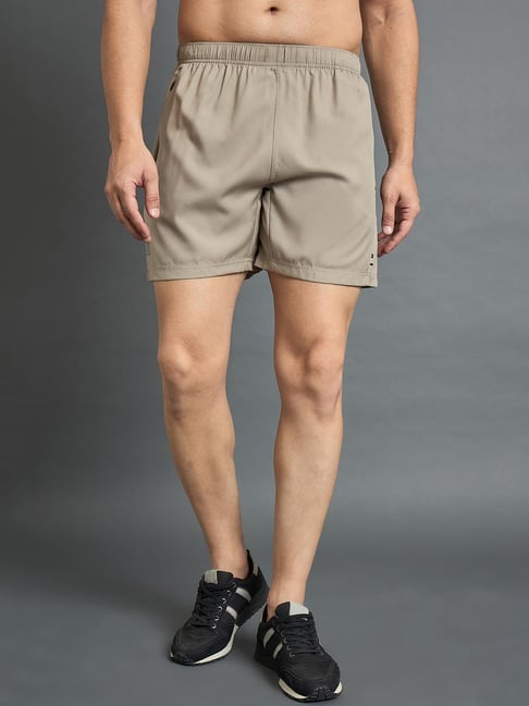 DIDA Brown Regular Fit Solid Sports Shorts