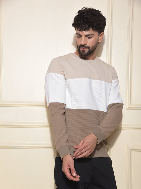 Crimsoune Club Beige Cotton Regular Fit Embroidered Sweatshirt-picture-35