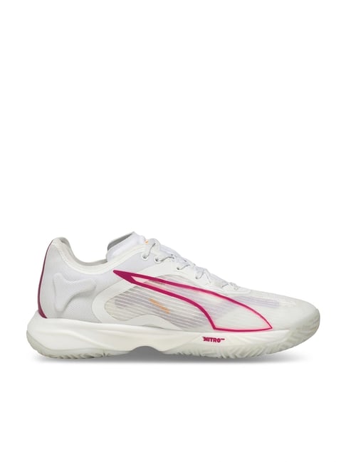 Puma Women Nitro Foam White Lilac Crush Indoor Court Shoes
