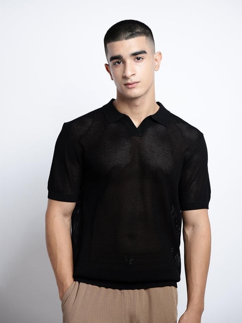 SHOWOFFFF Black Cotton Solid Regular Fit T-Shirt-picture-39