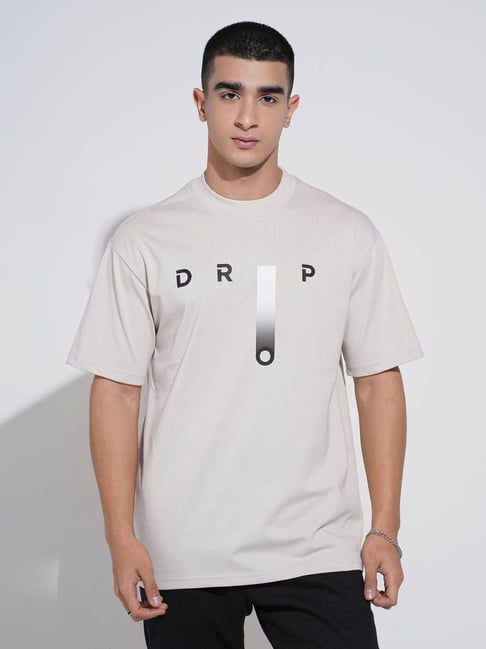 SHOWOFFFF Cream Cotton Printed Relaxed Fit T-Shirt-picture-19