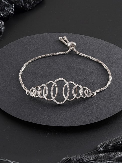 Saraf RS Jewellery Silver Statement AD Studded Oval Link Adjustable Pull Chain Slider Bracelet-picture-39