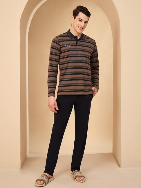 Sweet Dreams Brown Regular Fit Stripes Lounge Set-picture-24