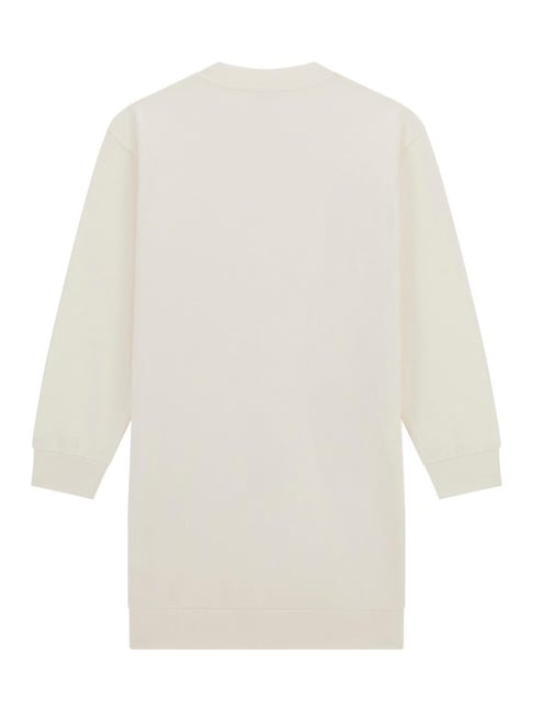 Guess Girls Cream Cotton Blend Embellished Dress