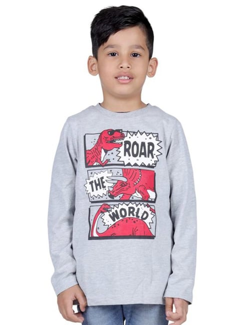 3PIN Boys Grey Cotton Regular Fit Printed T-Shirt-picture-16