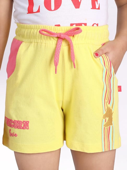 3PIN Girls Yellow Cotton Regular Fit Printed Shorts-picture-32