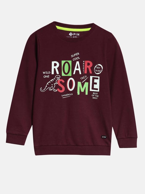 3PIN Boys Maroon Cotton Regular Fit Printed Sweatshirt-picture-14