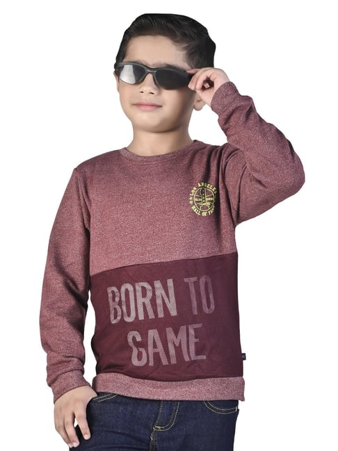 3PIN Boys Maroon Cotton Regular Fit Printed Sweatshirt-picture-12