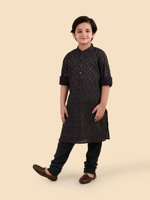 Fabindia Navy Cotton Printed Long Kurta-picture-24