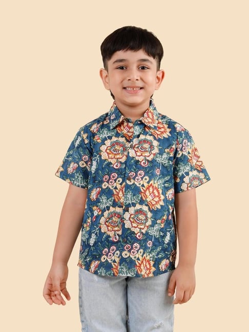 Fabindia Navy Cotton Hand Block Printed Shirt-picture-40