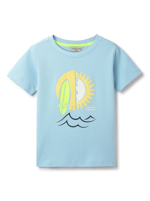 Tales & Stories Boys Blue Cotton Regular Fit Printed T-Shirt-picture-19