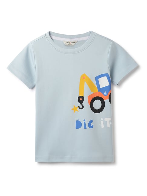 Tales & Stories Boys Blue Cotton Regular Fit Printed T-Shirt-picture-17