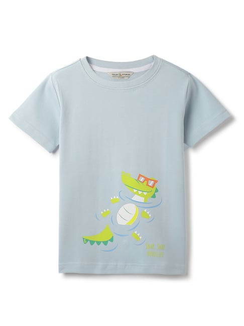 Tales & Stories Boys Blue Cotton Regular Fit Printed T-Shirt-picture-18
