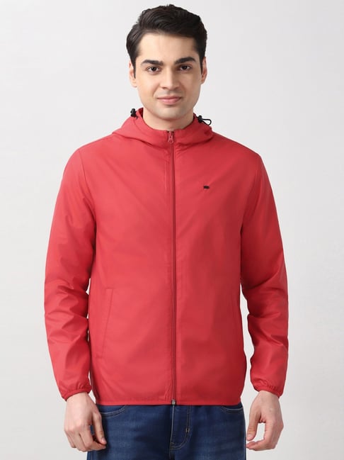 Peter England Red Regular Fit Hooded Jacket-picture-36