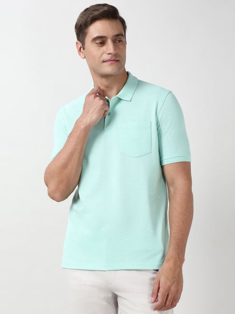 Peter England Green Cotton Regular Fit Printed Polo T-Shirt-picture-18