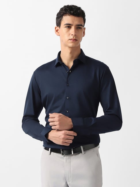 Van Heusen Navy Cotton Slim Fit Shirt-picture-27
