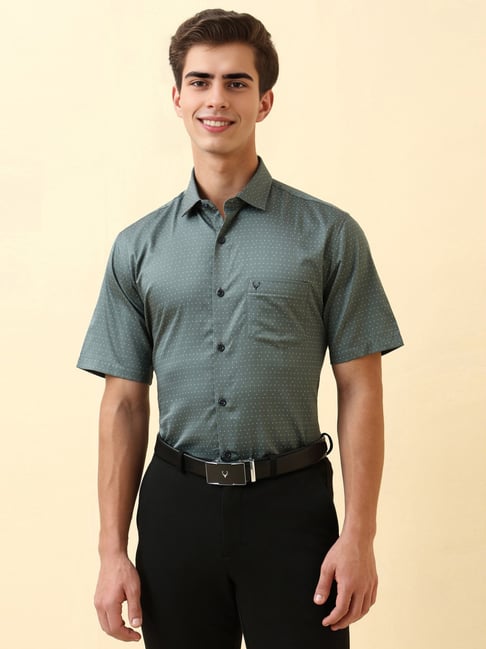Allen Solly Green Cotton Slim Fit Printed Shirt-picture-36